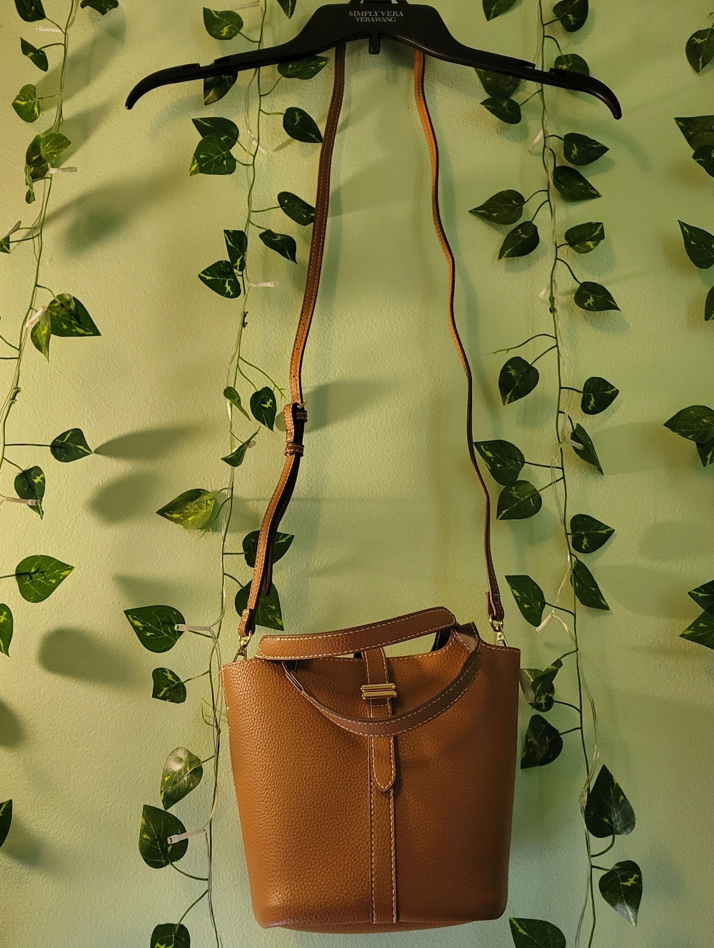 A New Day Mini Tulip Tote Brown Crossbody Bag Minimalist Chic Quiet Lux - Picture 7 of 9